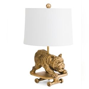 💛🔹️Crestview Collection🔹️ 11x20in  Gold Skating Bulldog Table Lamp